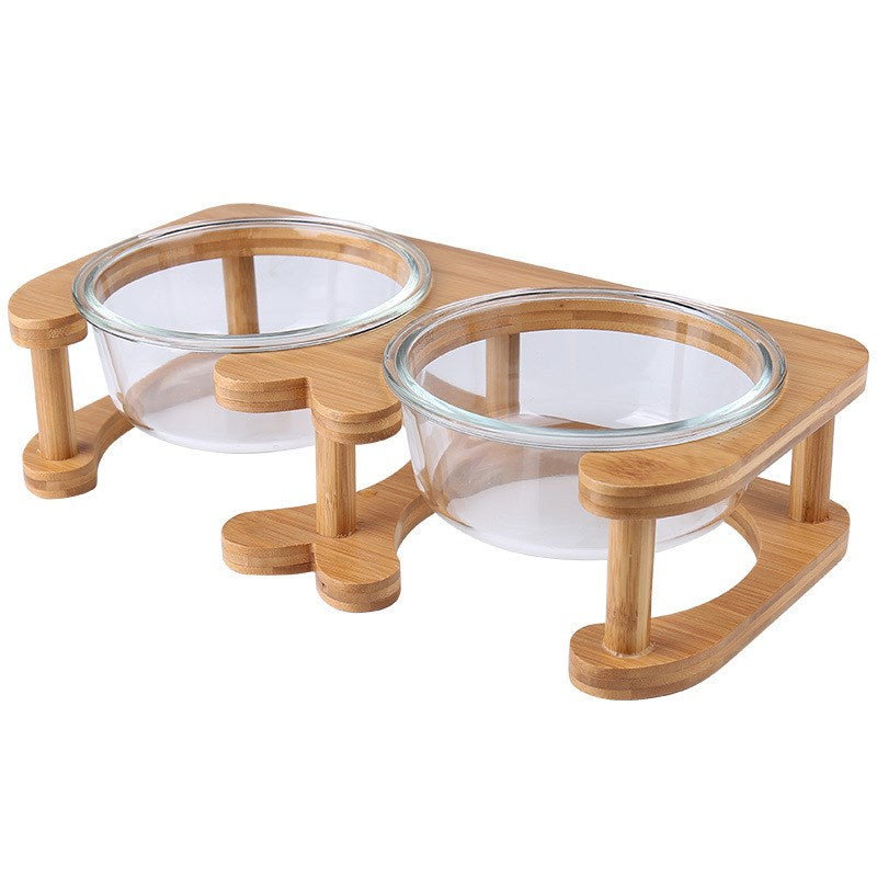 Ergonomic Dual Glass Pet Bowls